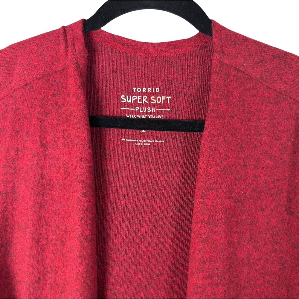 Torrid Super Soft Red Open Front Cardigan Duster Size 2 - Picture 4 of 12